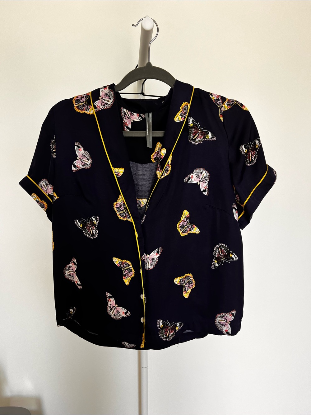 Anthropologie Navy Butterfly-Print Short Pajama Set - Picture 3 of 16